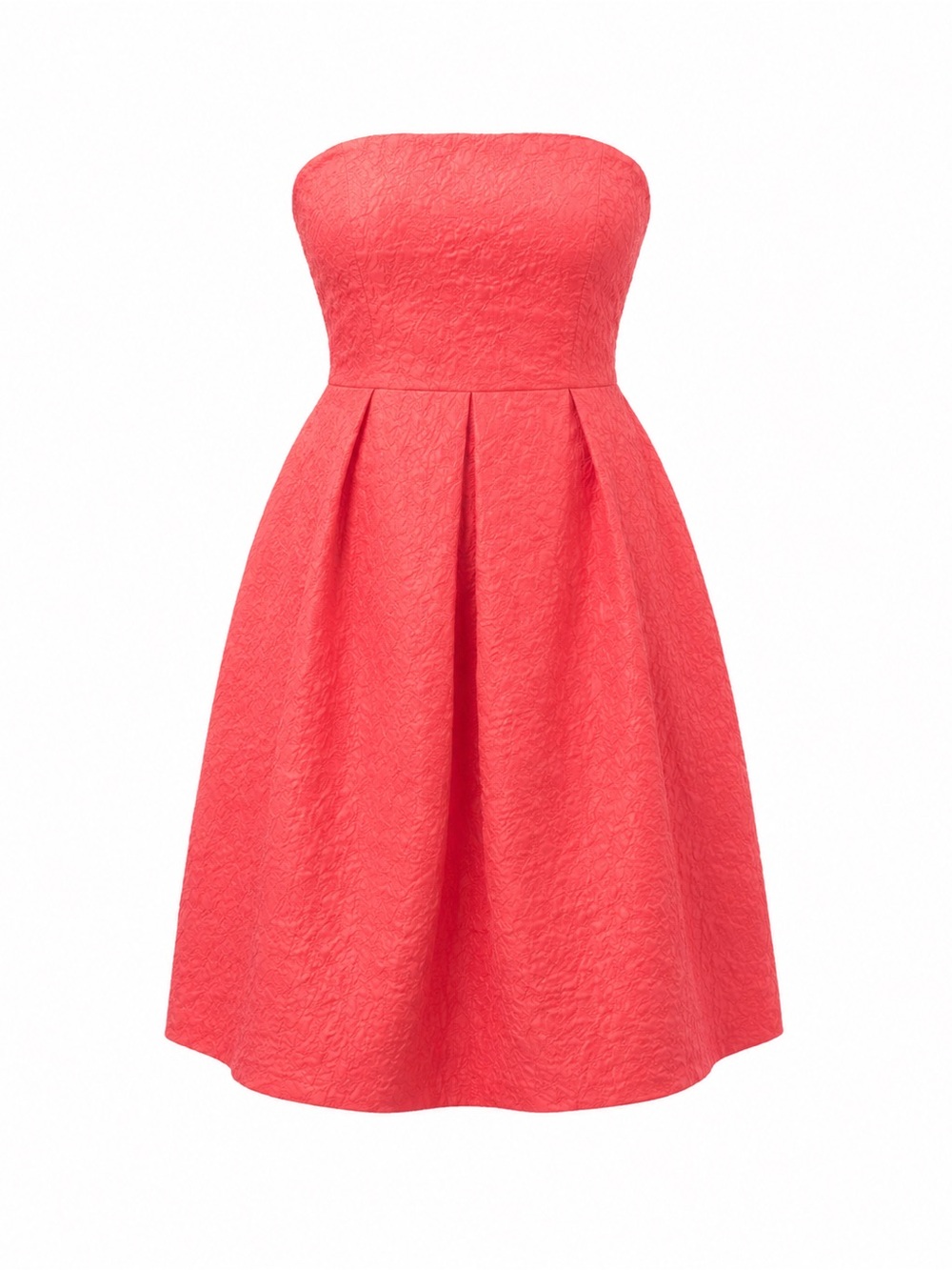 J. Crew Coral Strapless Cotton Textured Knee-Length Dress